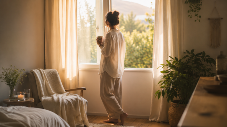 Morgendämmerung in einem gemütlichen Raum - Morgenritual ohne Perfektion