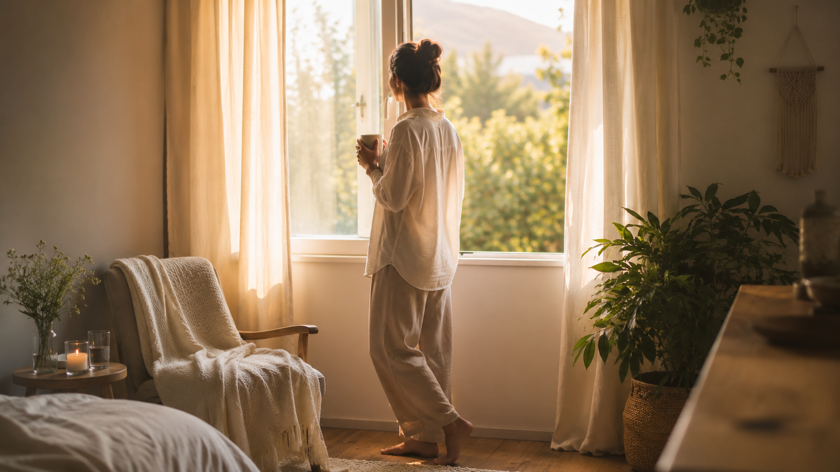Morgendämmerung in einem gemütlichen Raum - Morgenritual ohne Perfektion